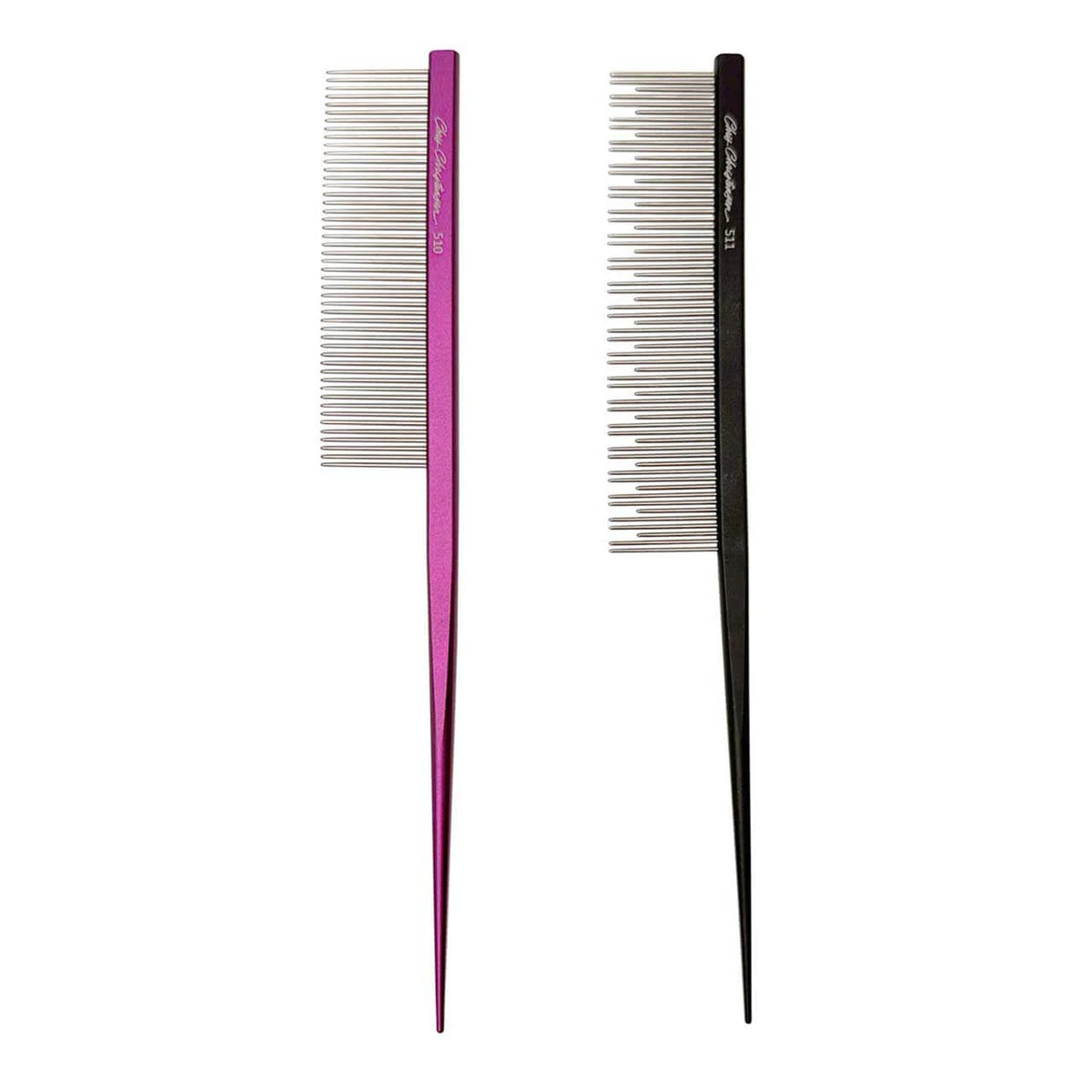 Chris Christensen Buttercomb 7" Black Dual Tooth Parting Comb #511 or 7" Purple Fine Tooth Parting Comb #510