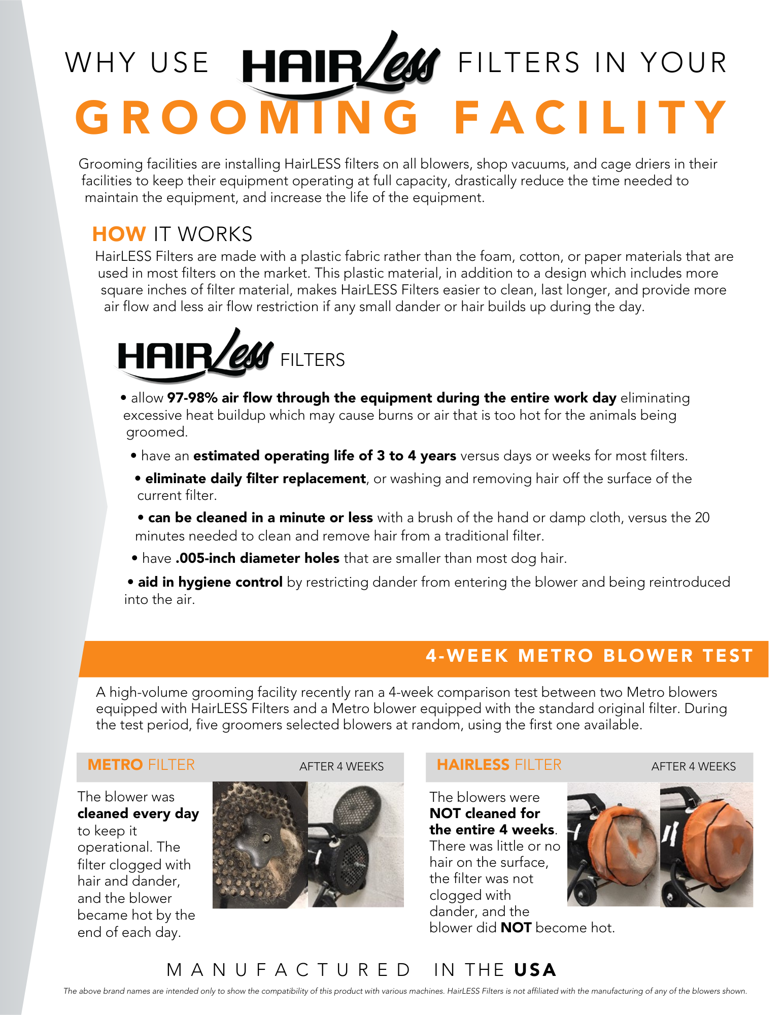 HairLess Filters for Dog Grooming Dryers/Blowers