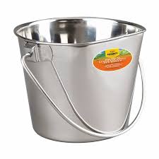 Stainless Steel Flat Side Feeding Bucket